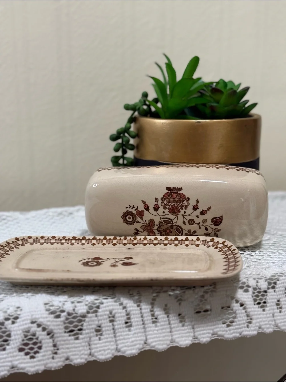 Jamestown Johnson Bros Old Granite Staffordshire Ironstone Butter Dish England
